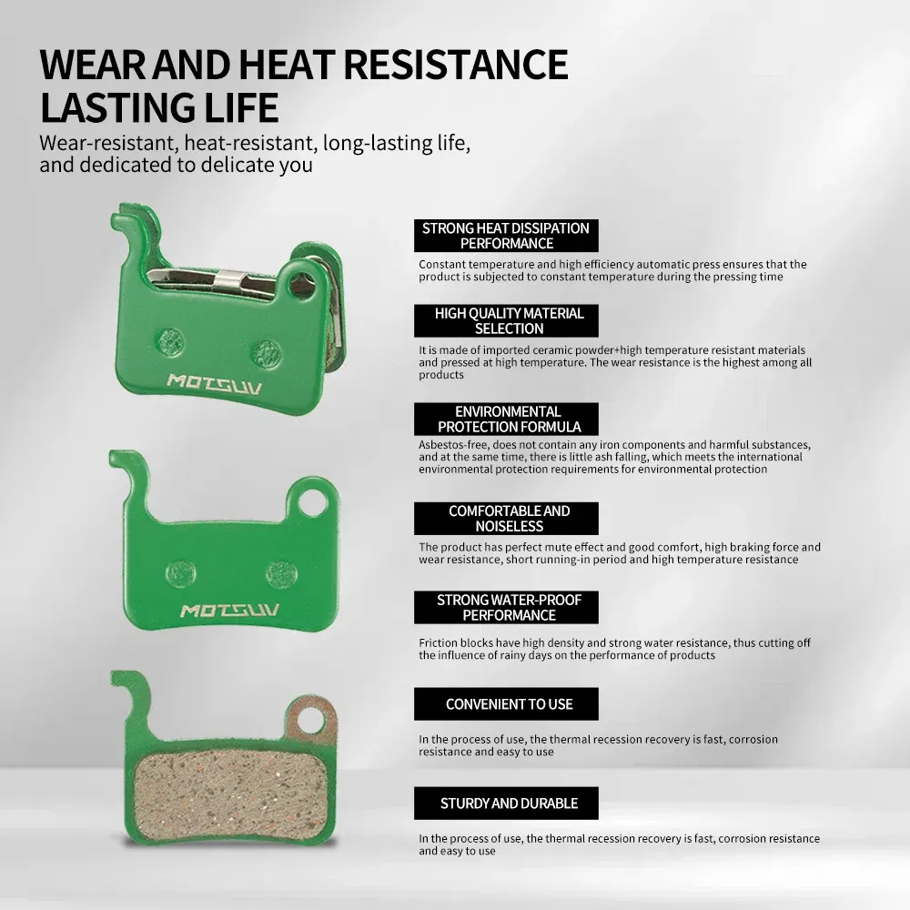 Color: Green - MOTSUV Bicycle Ceramics Hydraulic Disc Brake Pads For AVID SHIMANO HAYES SRAM MAGURA FORMULA HOPE Cycling MTB Bike Bicycle Parts