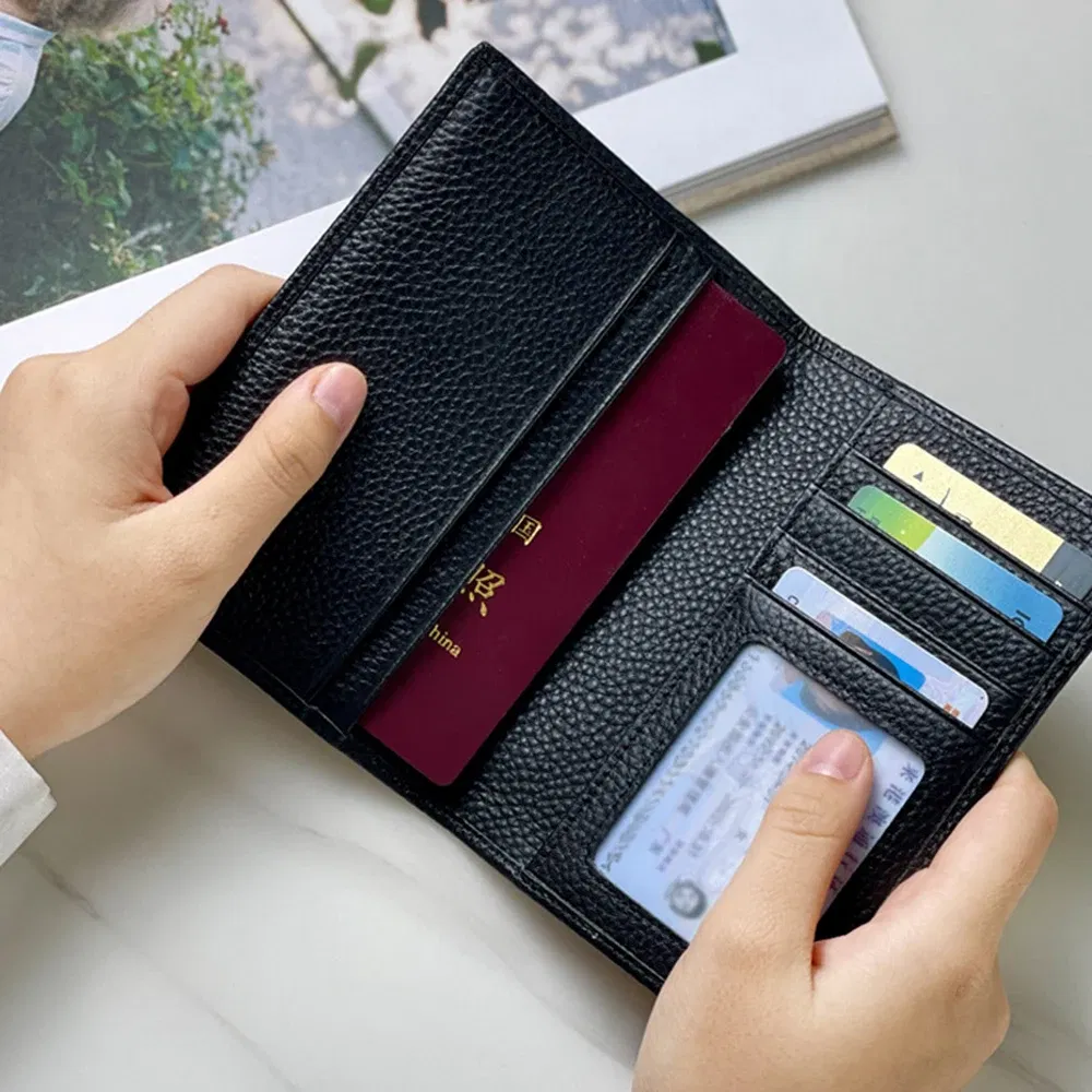 Color: Coffee - 100% Cowhide Passport Holder Factory Genuine Leather Engrave Letters Men Women Passport Cover Customized Name Travel Card Wallet