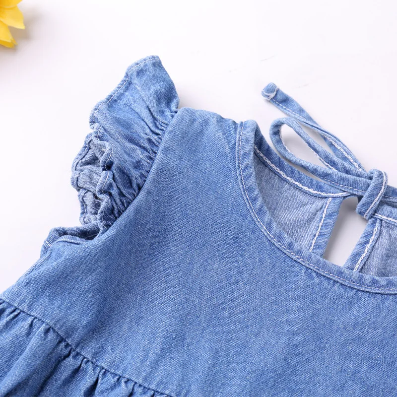Color: Blue, Kid Size: 12M - Baby Girls Rompers Toddler Ruffles Romper Cotton Denim Fly Sleeveless Summer Bodysuit Sunsuit Outfits Newborn Infant Jumpsuit
