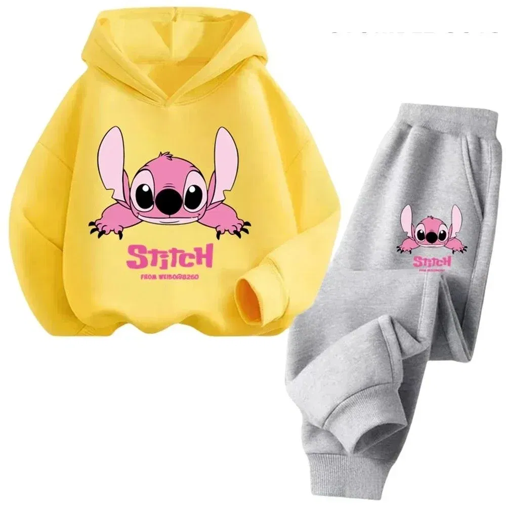 Color: army green, Kid Size: 7 - Children Hoodies Stitch Kawaii Fashion Pullover Sweatshirt Anime Trucksuit Manga Cartoons Girls Boy Kids Autumn Casual Clothes