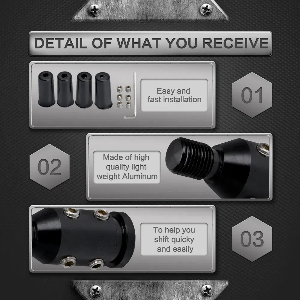 Color Name: Silver - M12x1.25mm /M10x1.5mm Universal Aluminum Gear Shift Knob Shifter Adapter For Non Threaded Shifters For BMW Mini 4 Colors