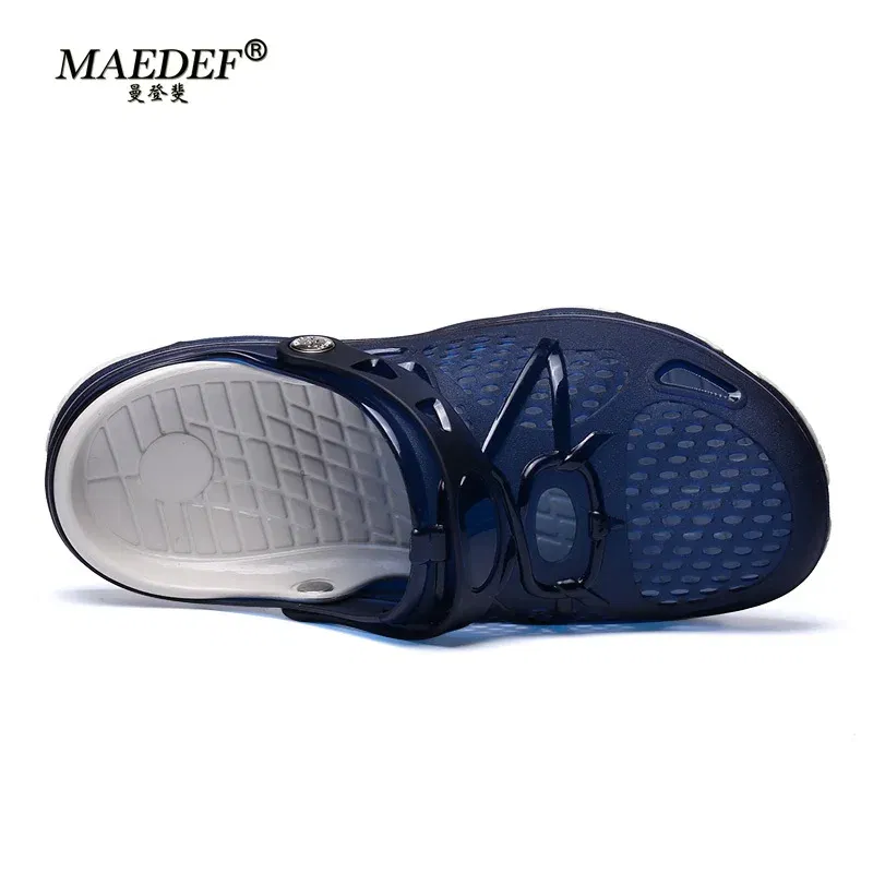 Color: Blue, Shoe Size: 42 - MAEDEF Fashion Men Slippers Summer Waterproof Beach Slippers Hot Sale Casual House Bathroom Slides Non Slip Outdoor Men's Shoes