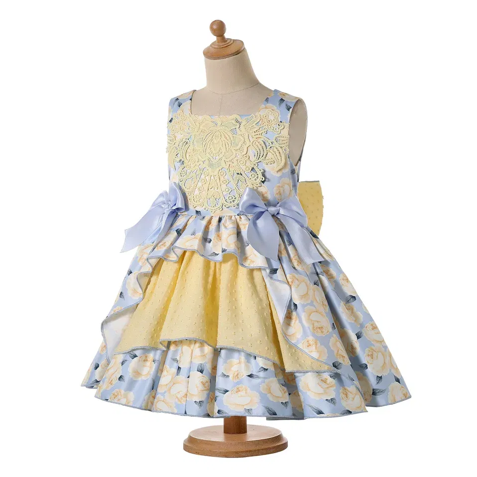 Color: Yellow, Kid Size: 6 - Pettigirl Mother Kids Baby Girls Summer Autumn Flower Bridesmaid Dresses for Children Princess Party Wedding Clothes 2368101214Y