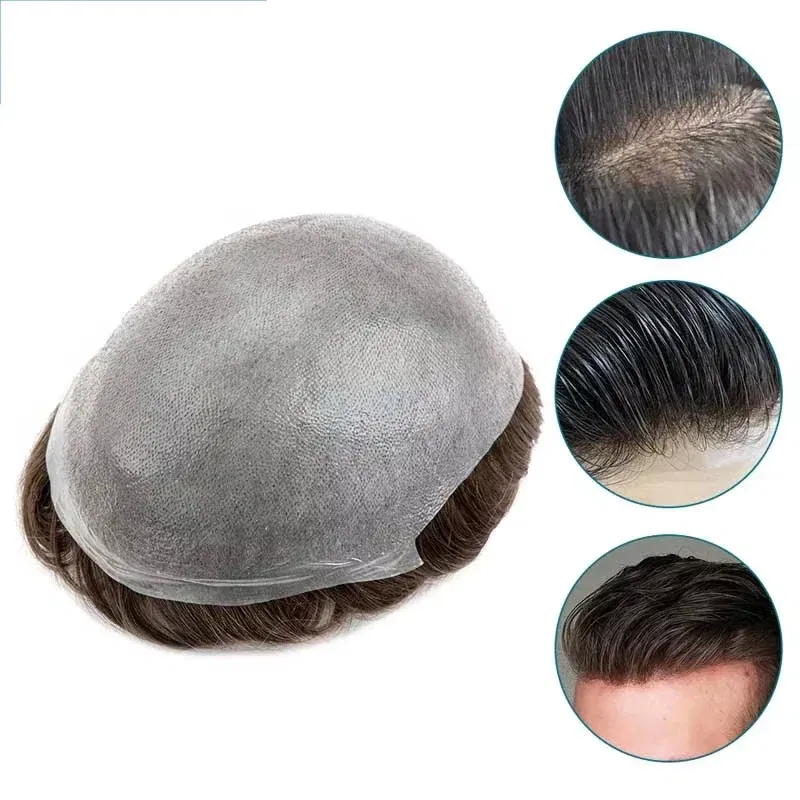 Toupee Color: 7#, Toupee Density: 110%, Length: 6 inches, Toupee Size: 8x10 - 0.03 Ultra Thin Skin Toupee Undetectable Men's Capillary Prosthesis Realistic Wig Man Human Hair Microskin Hair System For Men