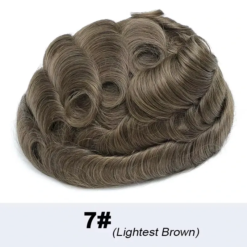 Toupee Color: 7#, Toupee Density: 110%, Length: 6 inches, Toupee Size: 8x10 - 0.03 Ultra Thin Skin Toupee Undetectable Men's Capillary Prosthesis Realistic Wig Man Human Hair Microskin Hair System For Men