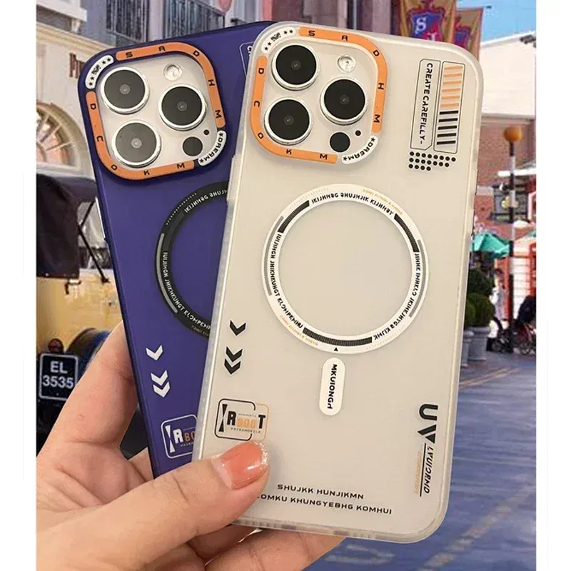 Color: SKY BLUE, Material: PU - Matte Magnetic Phone Case For iPhone 12 13 14 15 16 Pro Max Megsafe Wireless Charge Frosted Back Metal Lens Frame Buttons Cover