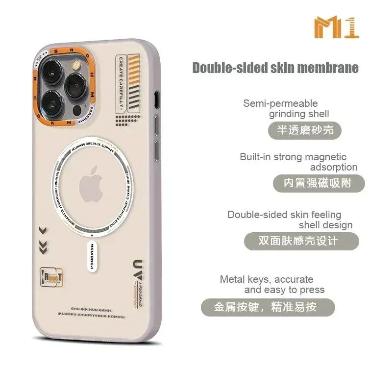 Color: SKY BLUE, Material: PU - Matte Magnetic Phone Case For iPhone 12 13 14 15 16 Pro Max Megsafe Wireless Charge Frosted Back Metal Lens Frame Buttons Cover