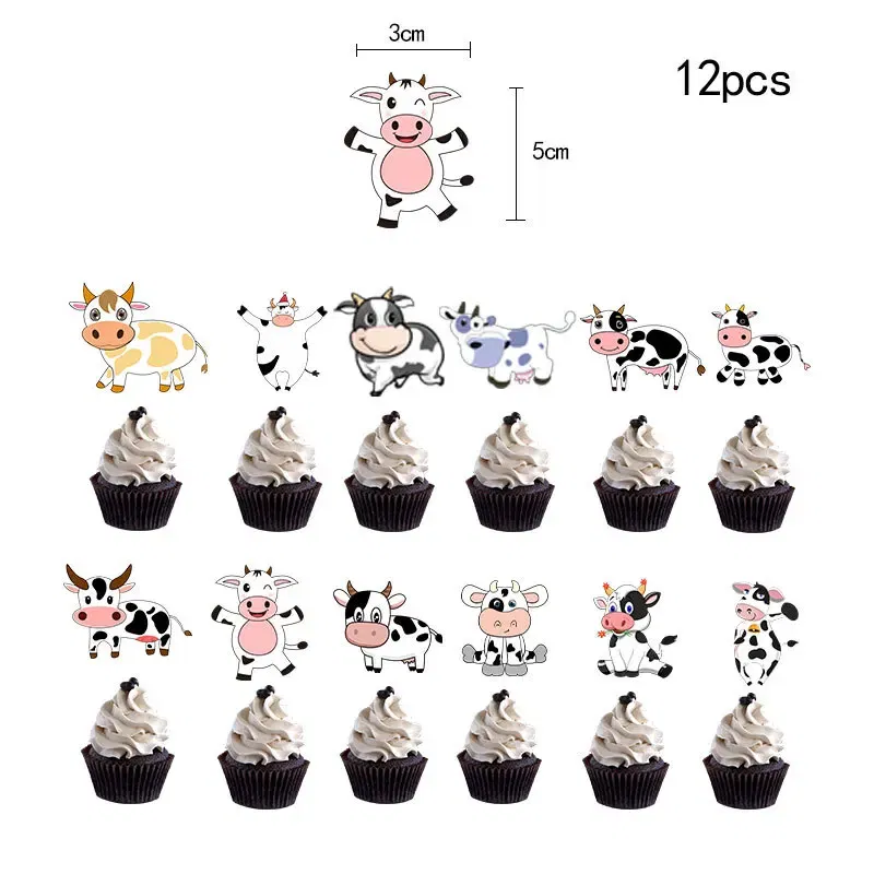 Color: MULTI - Cow Party Supplies Standing Cow Balloon 40inch Number Balloon Cow Print Latex Balloon Children's Farm Birthday Party Decoration