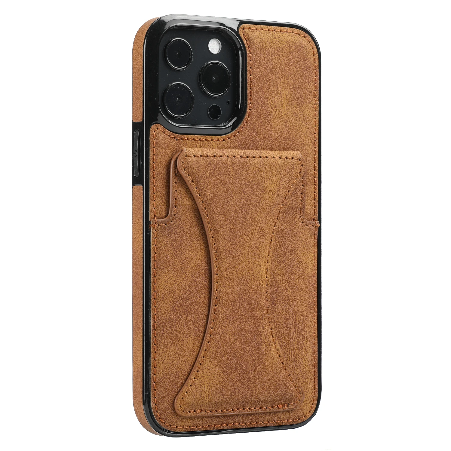 Color: Brown, Material: Cotton Fabric - For iPhone 16 Pro Max Plus Case 2024 With Magnetic Leather Kickstand Card Slot Wallet Back Cover Protection Shockproof Coque