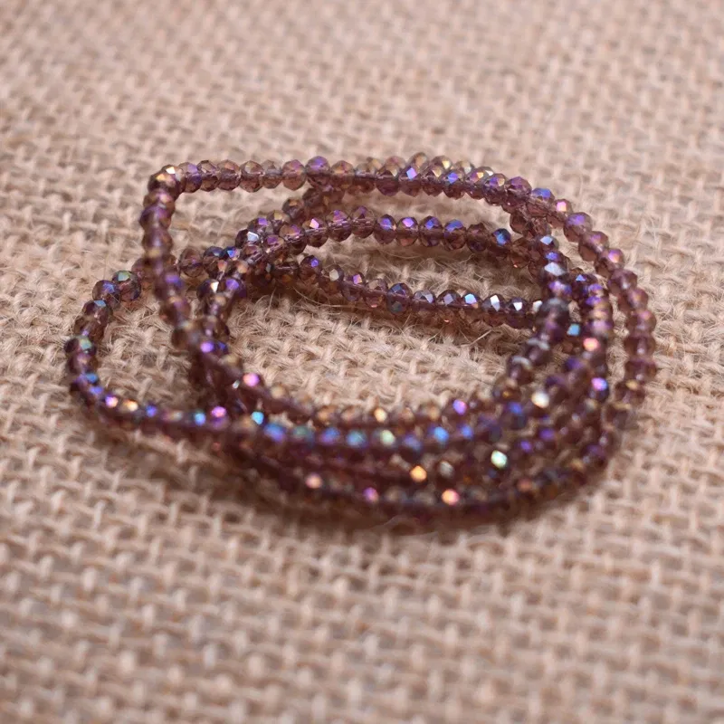 Color: Chocolate - Shining Red Purple White color 2*2mm 160pcs Rondelle Austria faceted Crystal Glass Beads Loose Spacer Beads for Jewelry Making