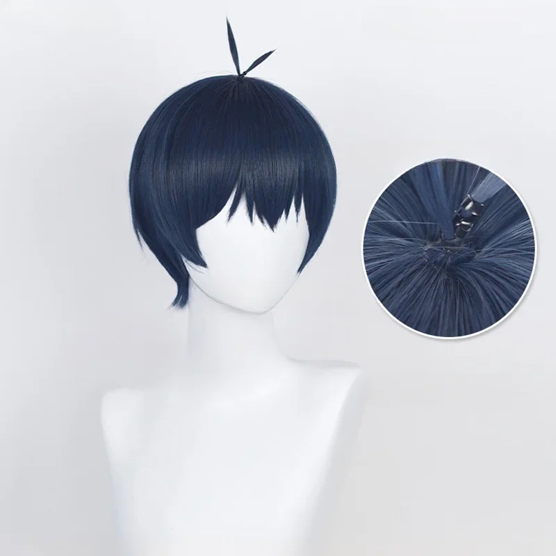 Color: WHITE - Anime Isagi Yoichi Cosplay Wig Short Black/Blue Cosplay Wigs Heat Resistant Yoichi Isagi Wigs Halloween Party Synthetic Wigs