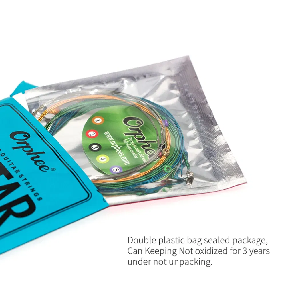 Orphee RX15C Colorful Acoustic Guitar Strings Practiced Hexagonal Carbon Steel 6 Strings Austenite Alloy Winding Guitar Strings