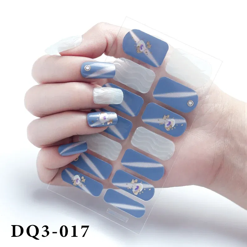 Color: Black with White - Purpel Nail Stickers Full Cover Nail Polish Stickers for Women Full Beauty Manicure Decals High Quality Stickers for Nails Art