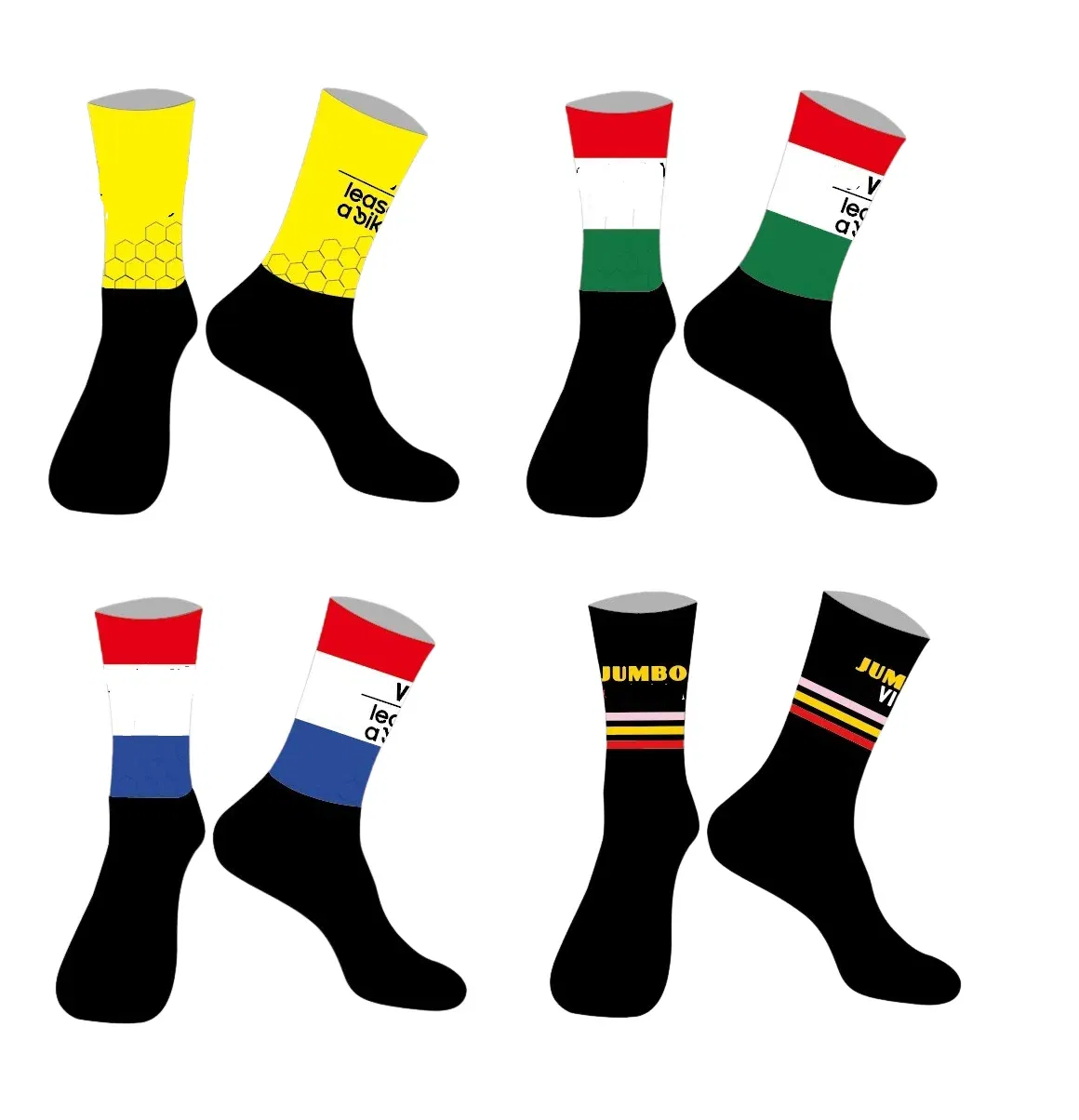 Color: Black, Size: M - LASER CUT ONE PAIR 2024 JUMBO TEAM Cycling Socks Antislip Bike Racing MITI Breathable FOR Men and Women