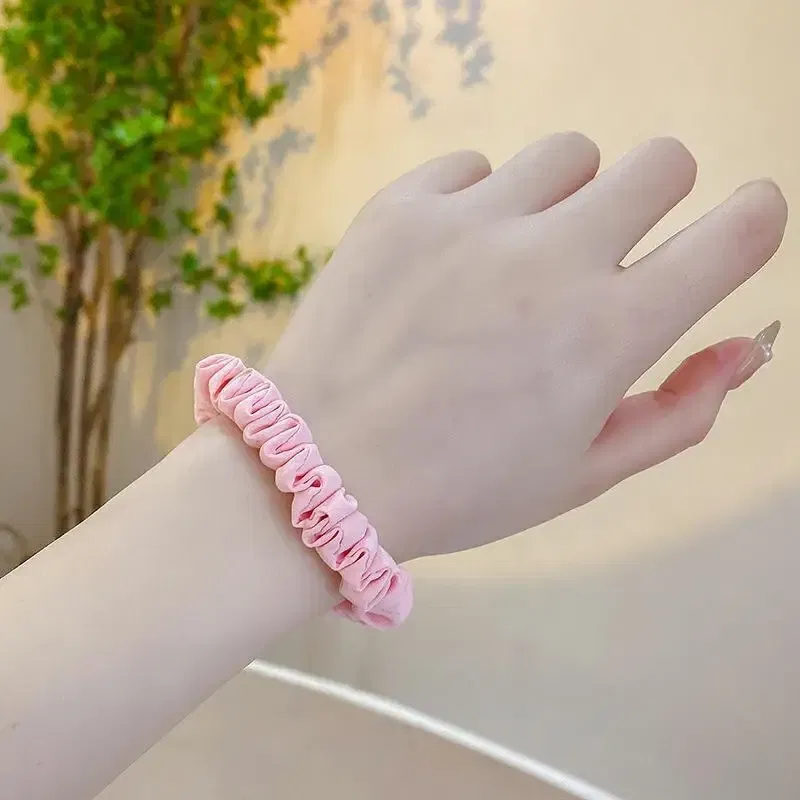 Color: Dark Grey - 10pcs/pack Women Colorful Satin Silk Scrunchies Elastic Hair Bands Solid Color Dot Hair Ties Ponytail Holder Hair Accessories