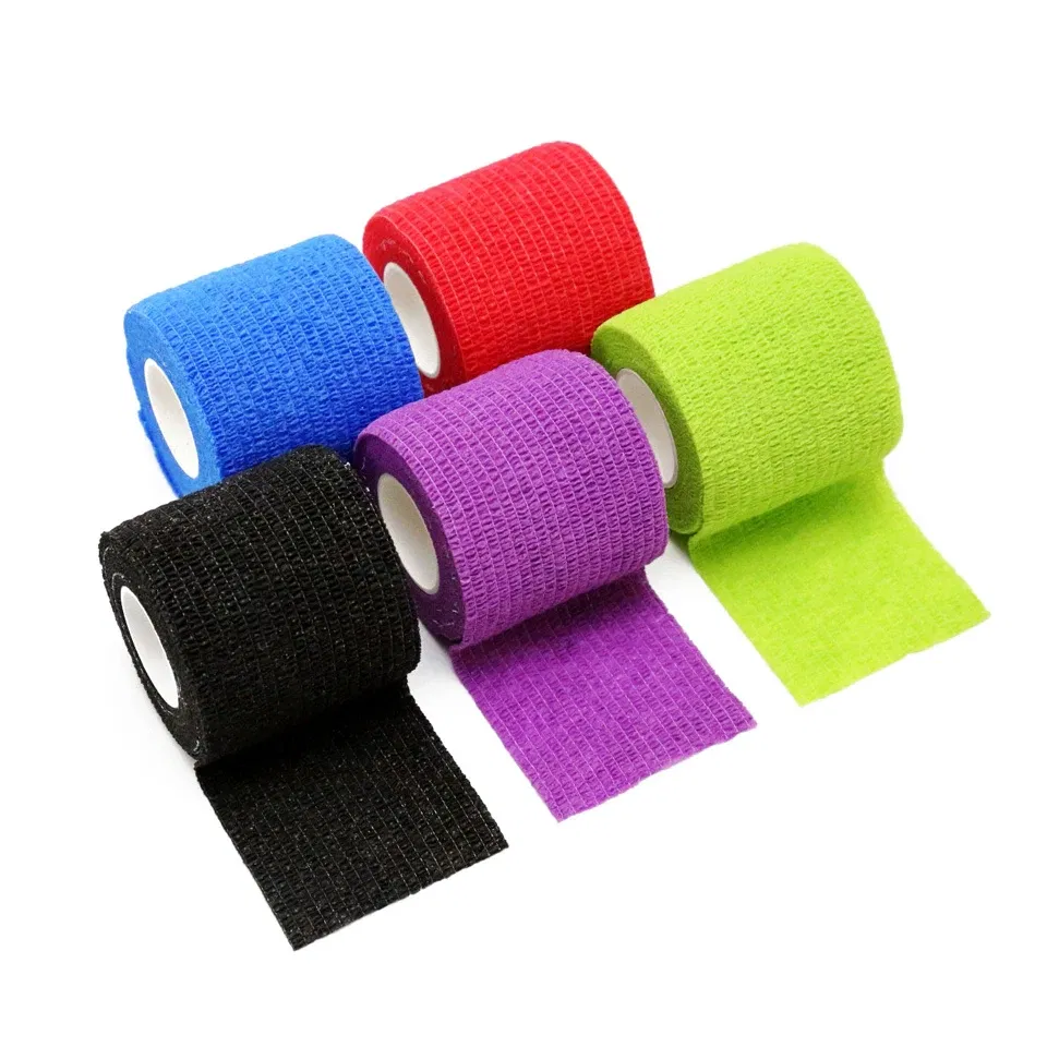 Color: ROSE RED - 1pc Disposable Self-adhesive Flex Elastic Bandage Tape For Tattoo Handle Grip Tube Wrap Elbow Sport Stick Accessories 5*450cm