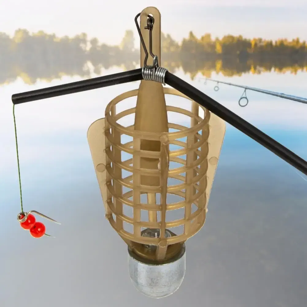 Color: black - 20/30/40/50g Outdoor Fishing Feeder Bait Cage Lure Holder Sinker Basket Feeder Bait Basket