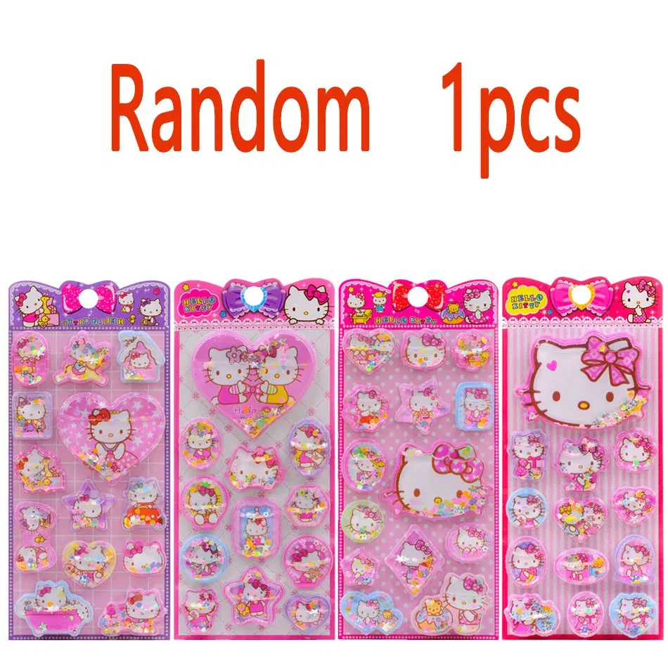 Color: black - New Sanrio 3D Three-Dimensional Water Shaking Flashing Refrigerator,Hello Kitty Laptop/Phone Case & Children's Stickers for Kids