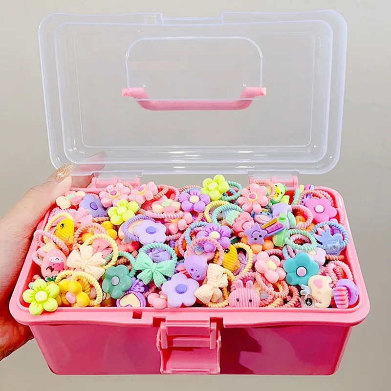 Color: GRAY - 50Pcs/Lot Children Hair Accessories Girls Cartoon Elastic Hair Bands Baby Head Rope Kids Small Animal Headband Cute Headdress