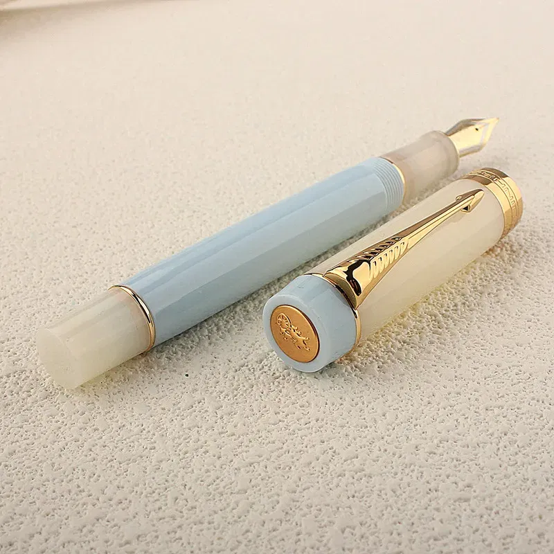 Color: Light Grey, Nib Size: XF - JINHAO 100 Centennial Fountain Pen Resin Gold Clip Nib EF F M Students Pens Business Stationery School Office Supplies PK 9019