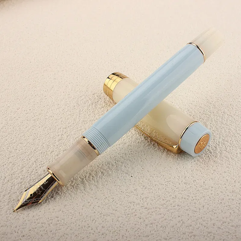 Color: Light Grey, Nib Size: XF - JINHAO 100 Centennial Fountain Pen Resin Gold Clip Nib EF F M Students Pens Business Stationery School Office Supplies PK 9019