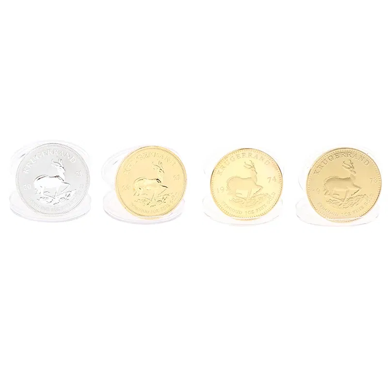 Color: Light Grey - 1PC 1974/1978/2021 South African Gold Krugerrand Coin 4cm Gold Coin Replica Cosplay Prop