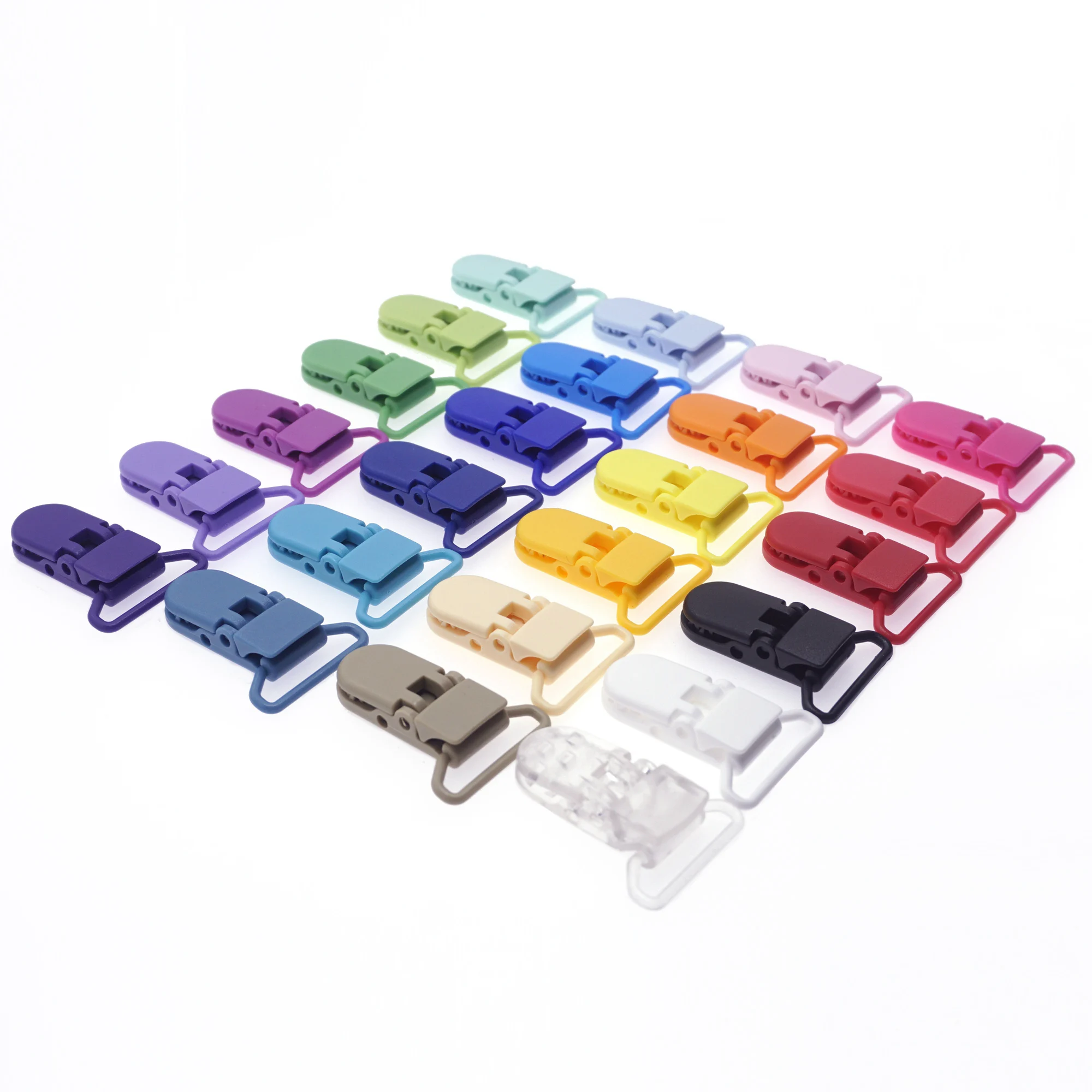 Color: Black - 48Pcs Eco-friendly Plastic Baby Pacifier Clips Holder Mix Colors Dummy Soother Bib Suspender Clip Transparent 25MM Free Shipping
