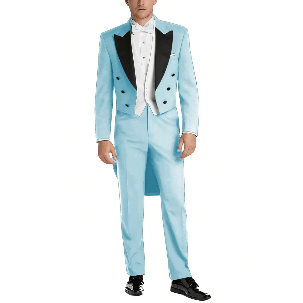 Color: Burgundy, Size: XXL - Italy Style Aristocratic Men Suit Three Pieces(Jacket+Pants+Vest) Hot-selling High-quality Double Breasted Male Clothing