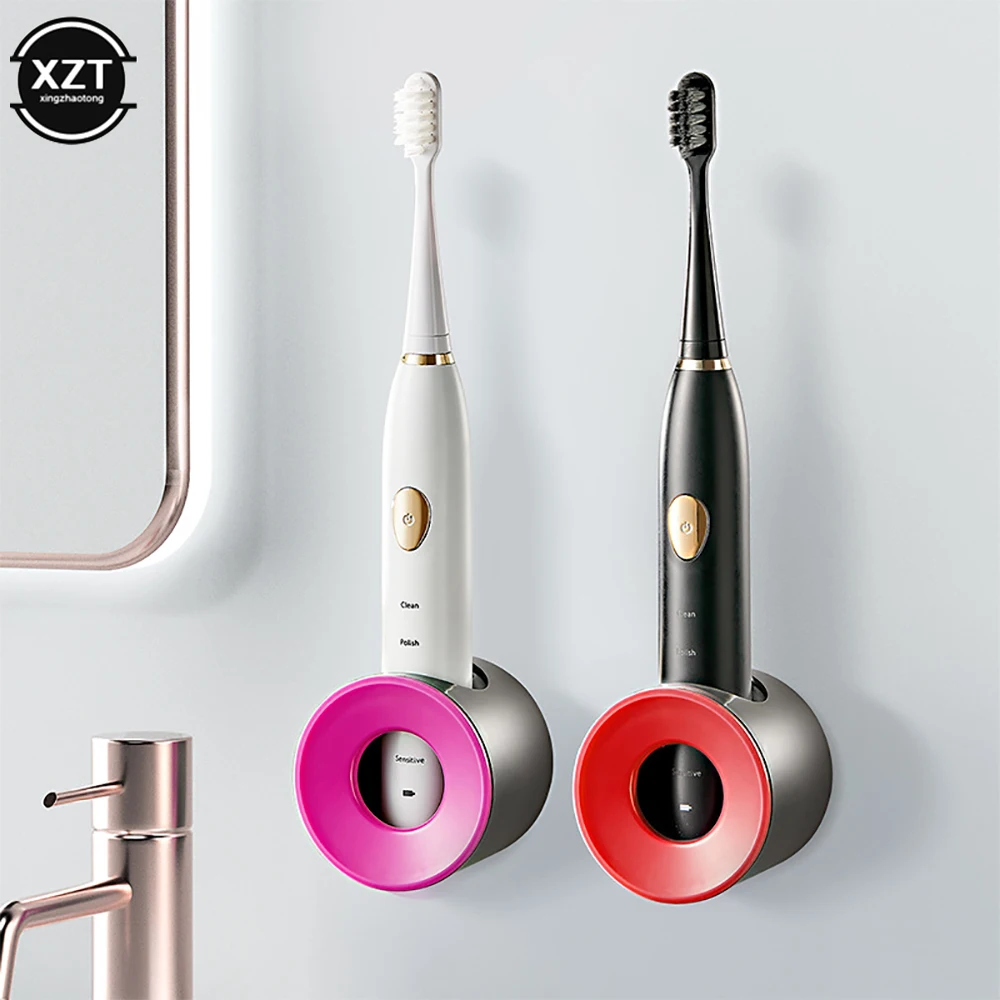 Color: Burgundy - New 1pc Electric Toothbrush Holder Wall-Mounted Dustproof Toothbrush Holder Perforated Bathroom Electric Toothbrush Brush Holder