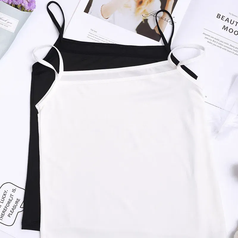 Color: Black, Size: One Size, Ships From: CN - Women's Camisole Women's Bottoming Milk Silk Texture Comfortable Cool Shirts Women's Sexy Slim Slim Underwear