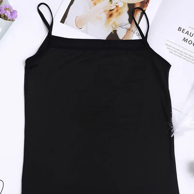Color: Black, Size: One Size, Ships From: CN - Women's Camisole Women's Bottoming Milk Silk Texture Comfortable Cool Shirts Women's Sexy Slim Slim Underwear