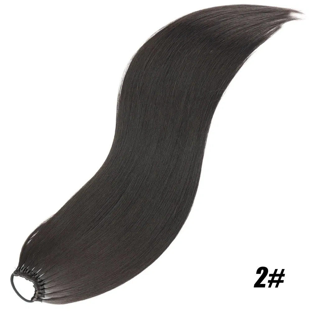 Color: Natural Color, Ships From: CHINA, Stretched Length: 24inches - 24 Inch Synthetic Ponytail Extensions Black Natural Braided Pony Tail Hairpiece Long Straight Rubber Band Hair For Women