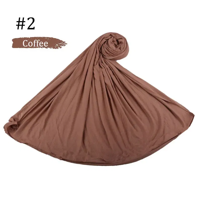 Color: red brown - 180X85cm  Muslim Women Jersey Hijab Scarf Cotton Stretchy Premium Jersey HIjabs Soft Material Big Large Size Jersey Scarves