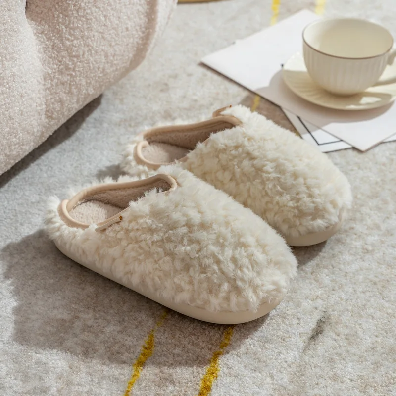 Color: Olivine, Shoe Size: 38-39, Ships From: CHINA - Crestar Warm Fluffy Women Slippers Winter New Indoor Soft Sole Fuzzy Bedroom Flat Slides Non-slip Fleece Lind Fur House Slippers