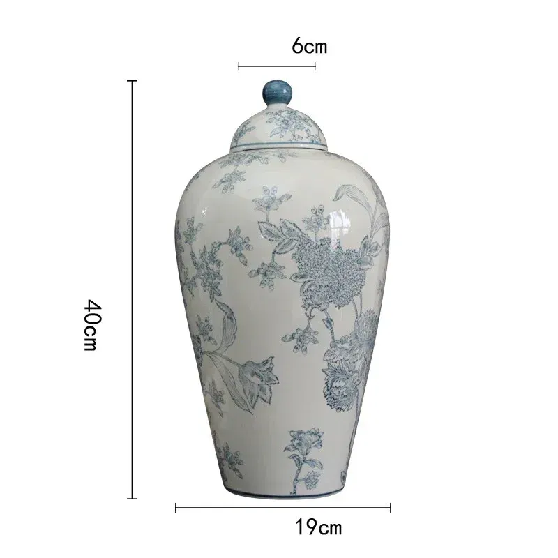 Color: Clear - Jingdezhen-Antique Ceramics Vases Blue and White Porcelain Ornaments Flower Arrangement, Zen Style, Modern, Handmade Production