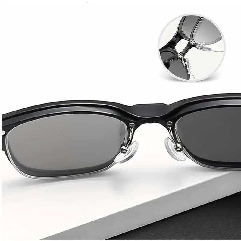 Lenses Color: Gold, Ships From: CHINA, Frame Color: WHITE - 6 In 1 Magnetic Clip Sunglasses And Prescription Glasses Frame Men Women Polarized or Night Vision Lenses PC or TR90 Frame 2333