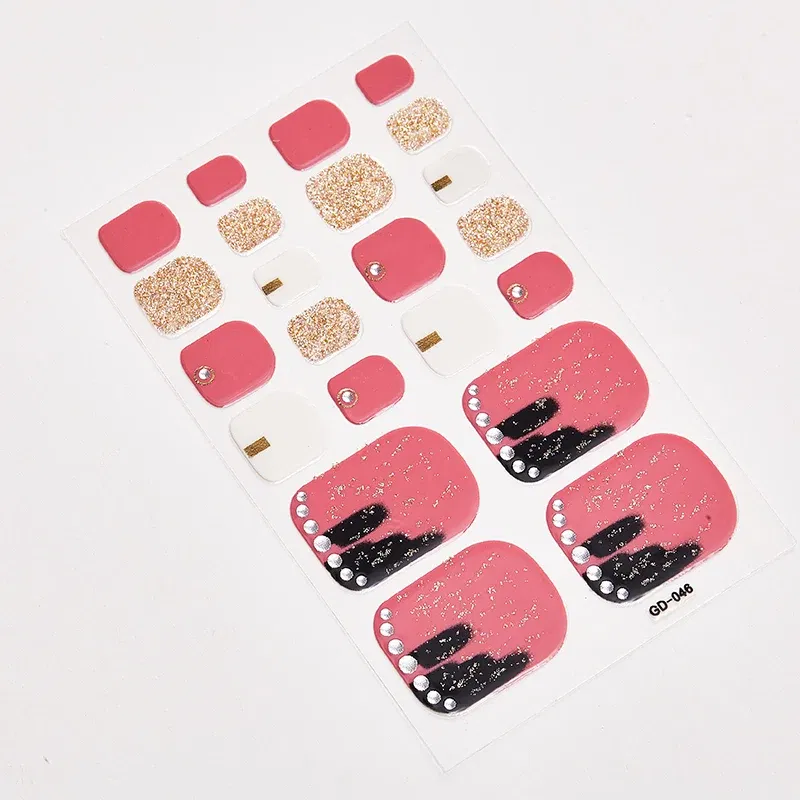 Color: WHITE - 22 Tips/Sheet Valentines Loveliness Full Cover Nail Stickers Fashion Nail Stickers Nail Sticker Set Designed Nail Tape Shiny
