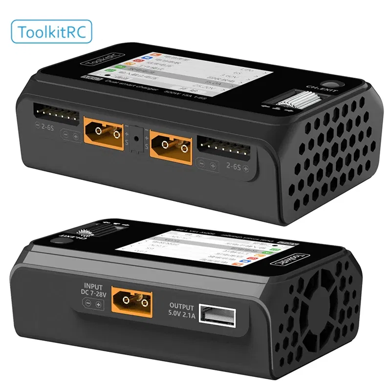 Color: Blue - 2024 ToolkitRC M6D 500W 15A DC Dual Channel MINI Smart Charger Discharger For 1-6S Lipo Battery FPV Model Spare Parts