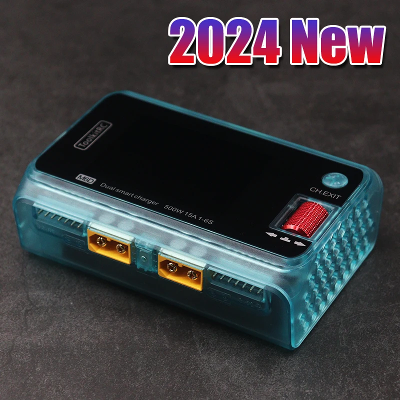 Color: Blue - 2024 ToolkitRC M6D 500W 15A DC Dual Channel MINI Smart Charger Discharger For 1-6S Lipo Battery FPV Model Spare Parts