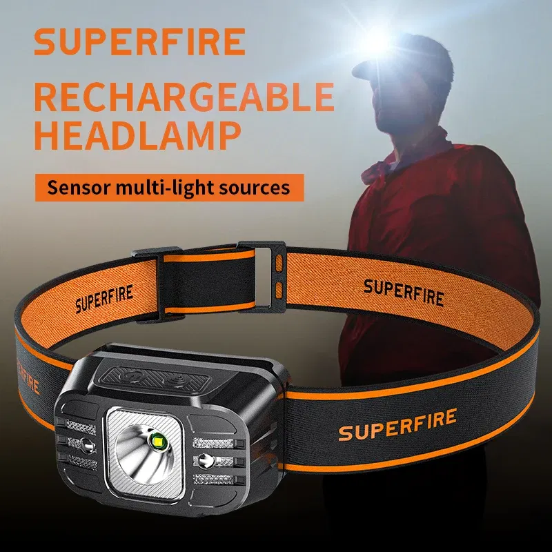 Emitting Color: RGB, Ships From: CHINA - New SUPERFIRE HL75 Series Mini LED Headlamp USB-C Rechargeable Flashlight Powerful Headlight Outdoor Fishing Camping Lantern