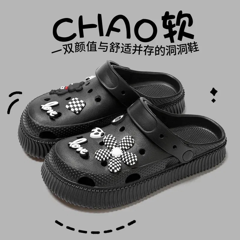 Color: Rust Red, Shoe Size: 38-39 - Shoes hole shoes girls wear outside couple bag head women cool slippers