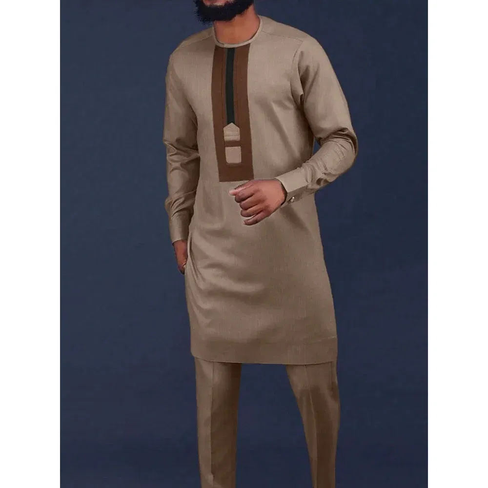 Color: Clear, Size: XXXL - 2024 New African Traditional Men's Set Elegant and Fashionable Men's Suit Casual Embroidery Two Piece Set Men's Suit Kaftan