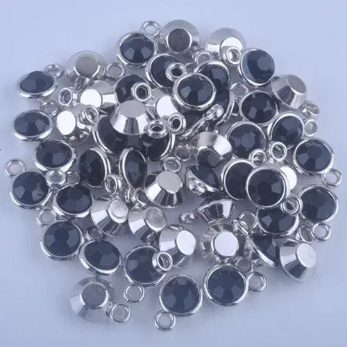 Metal color: Blue white zinc plated - 150pcs/lot mixed Birthstone charms 11mm Acrylic for DIY jewelry