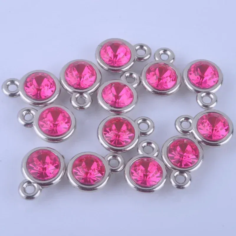 Metal color: Blue white zinc plated - 150pcs/lot mixed Birthstone charms 11mm Acrylic for DIY jewelry
