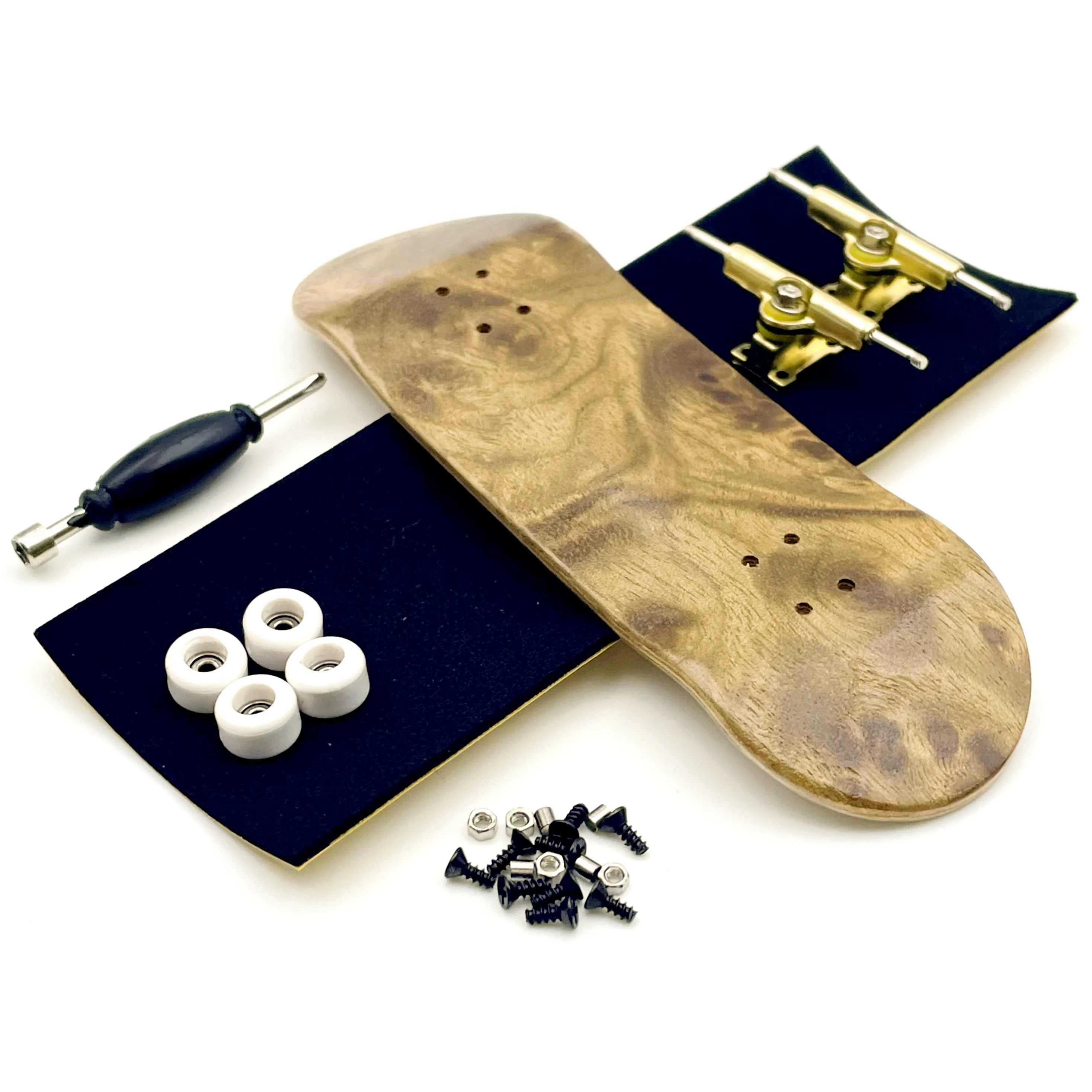 Color: Orange - 32mm Fingerboard Set with Maple Wooden Deck Metal Trucks Bearing Wheels