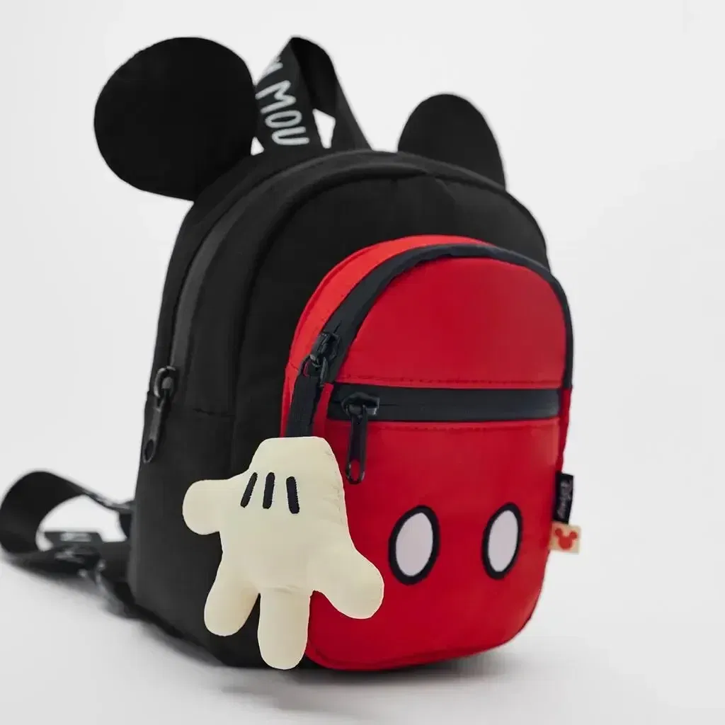 Color: Red - Disney New Mickey Cartoon Fashion Backpack Women's Minnie Canvas School Bag Boys and Girls Fashion Large Capacity Backpack