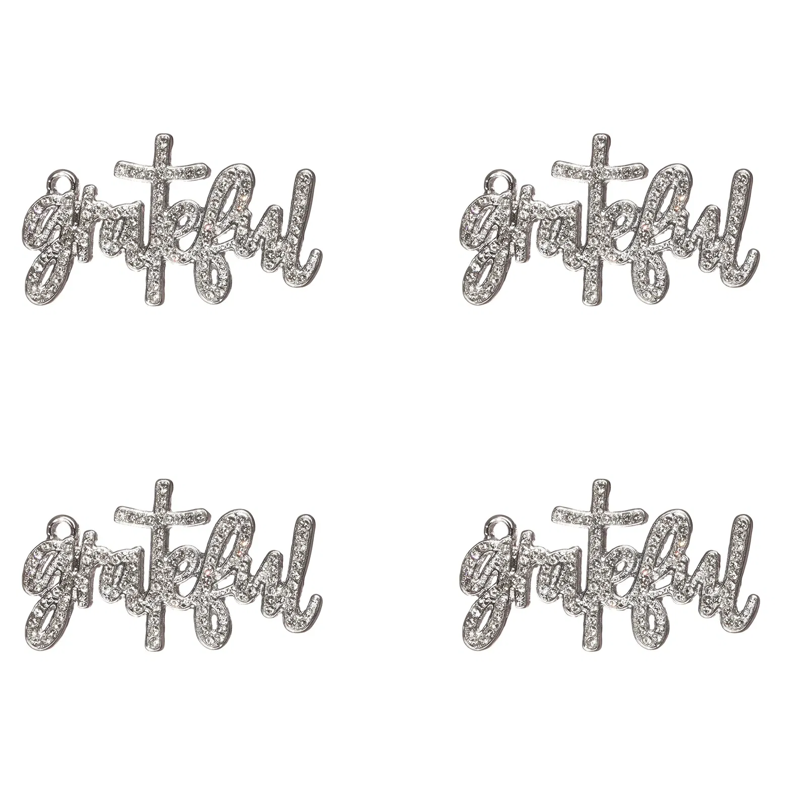 Metal color: Silver Plated, Ships From: CHINA - 10pcs Grateful Rhinestone Letter Charms Fit for Bracelet DIY Jewelry Making LTC0337-LTC0340