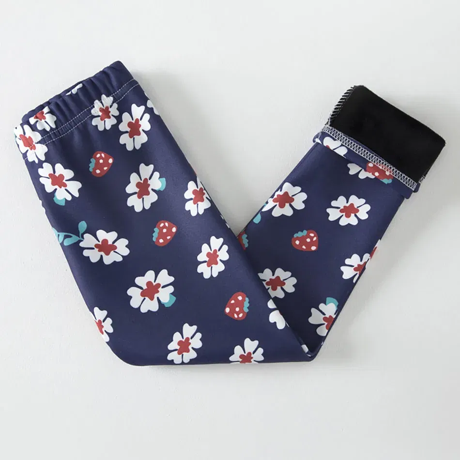 Color: Pink, Size: 110cm - Warmth and Cozy Girls Plush Lined Thickened Elastic Leggings Long Pants Suitable Kids Daily Wear in Autumn Winter Cold Weather