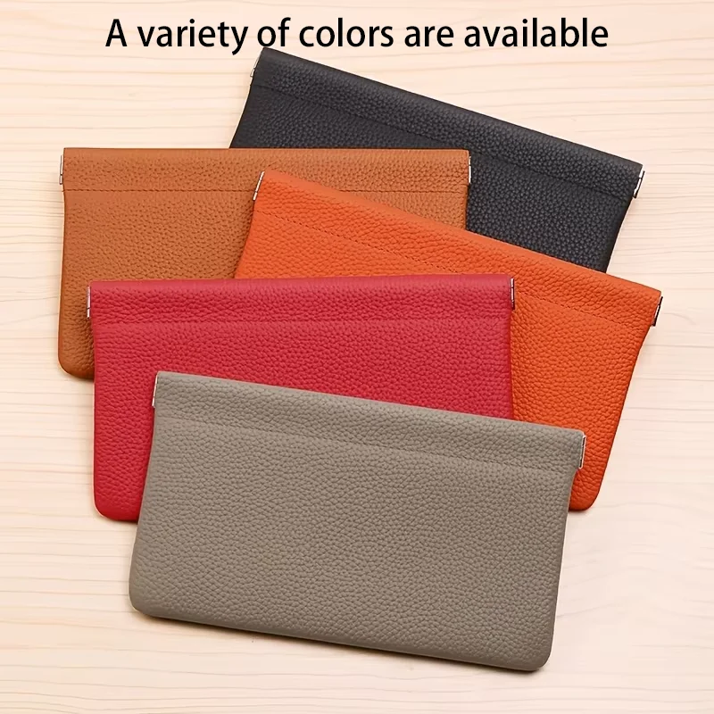 Color: GRAY - Self-closing first-layer genuine cowhide long wallet passport driver's license document holder data cable cosmetic bag storage