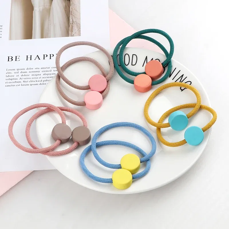 Color: DEEP BLUE, Size: Size fits all, Ships From: CHINA - Girl Hair Band Round Shape Headband for Women Colorful Cute Rubber Band Headwear Elastic Korean Hair Accessories Ponytail Holder